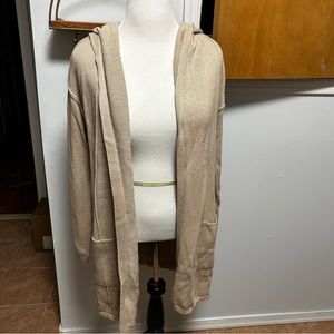 Tan Cardigan With Pockets and Hood